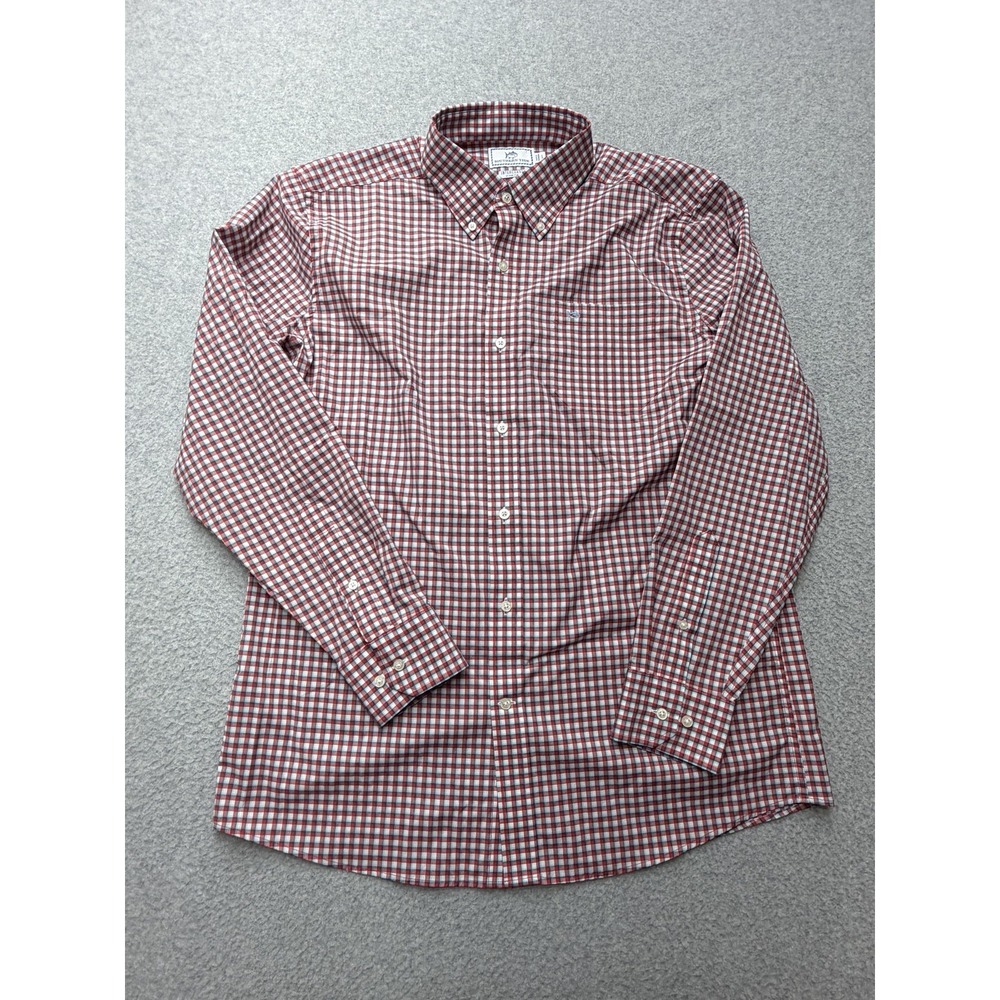 Southern Tide Shirt Mens Large Red Check Long Sleeve Button Front Stretch Casual